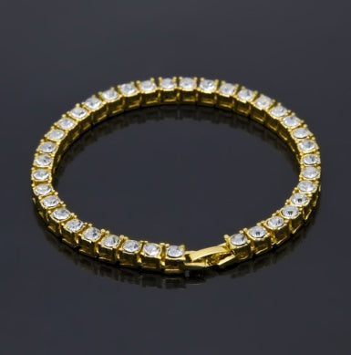Tin Alloy Gold Color Iced Bracelet Men's Hip Hop Chain Street Rock Jewelry